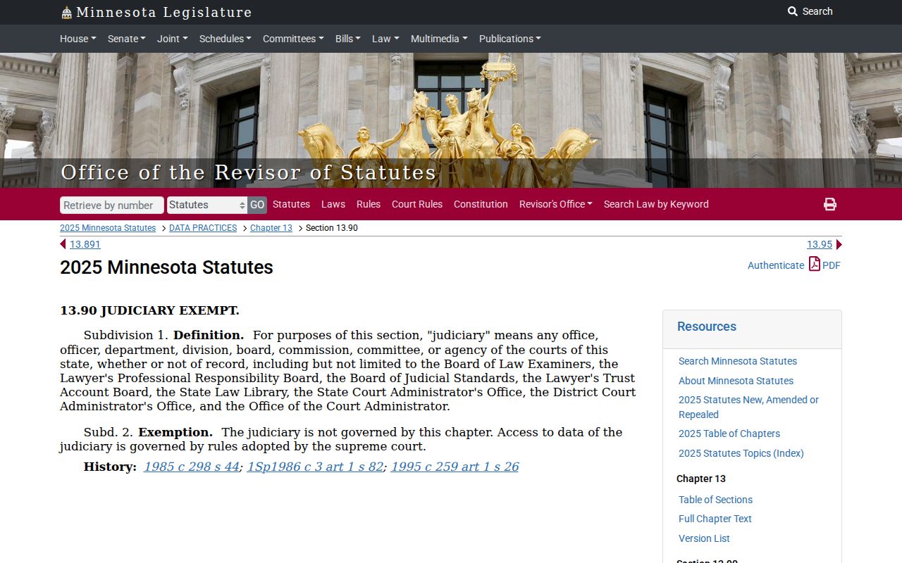 Wabasha County civil docket judiciary data practices access rule
