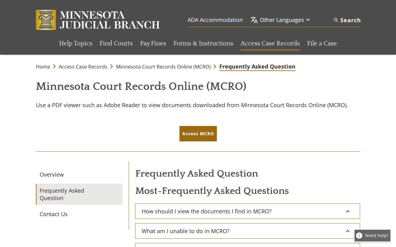 Wabasha County civil docket MCRO frequently asked questions