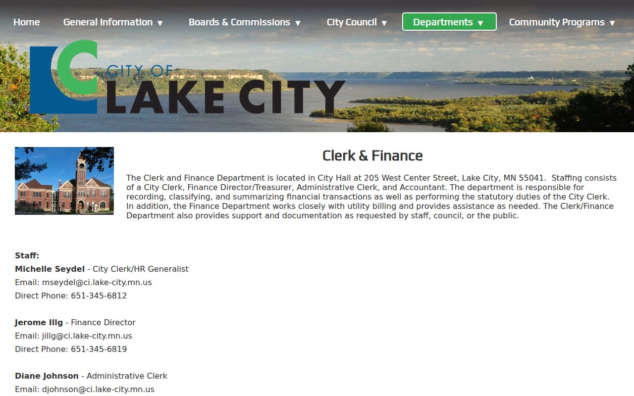 Wabasha County Lake City court docket clerk and finance information