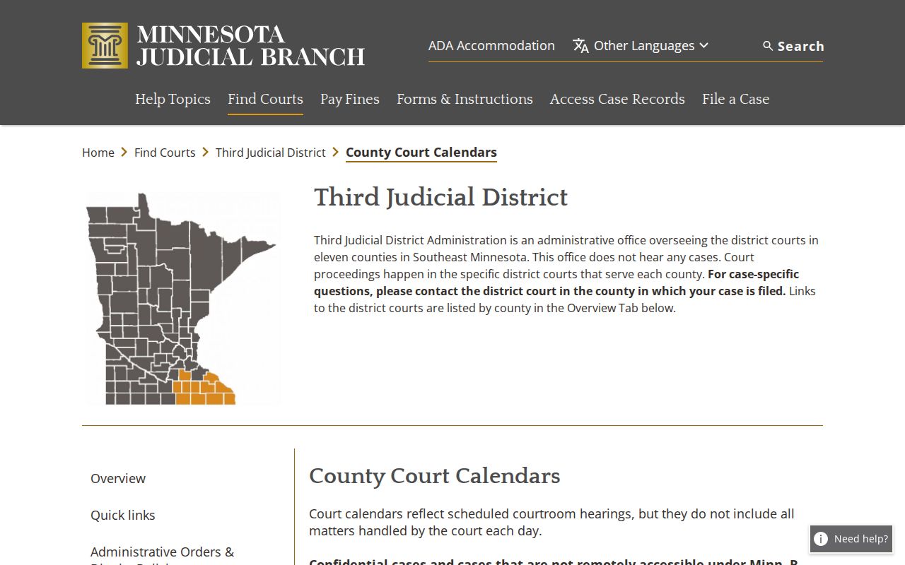 Wabasha County court docket calendar source