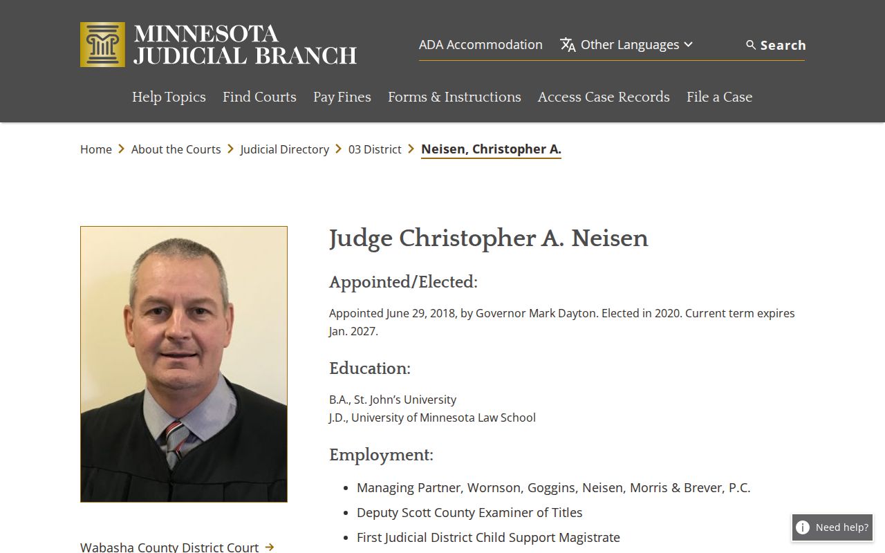 Wabasha County court docket judicial officer source