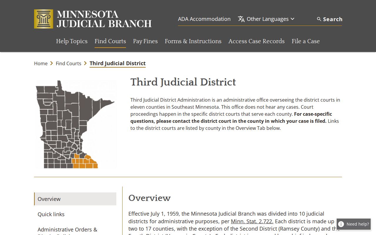 Wabasha County court docket Third Judicial District source